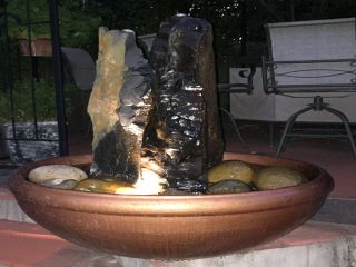 Fountain with copper liquid paint